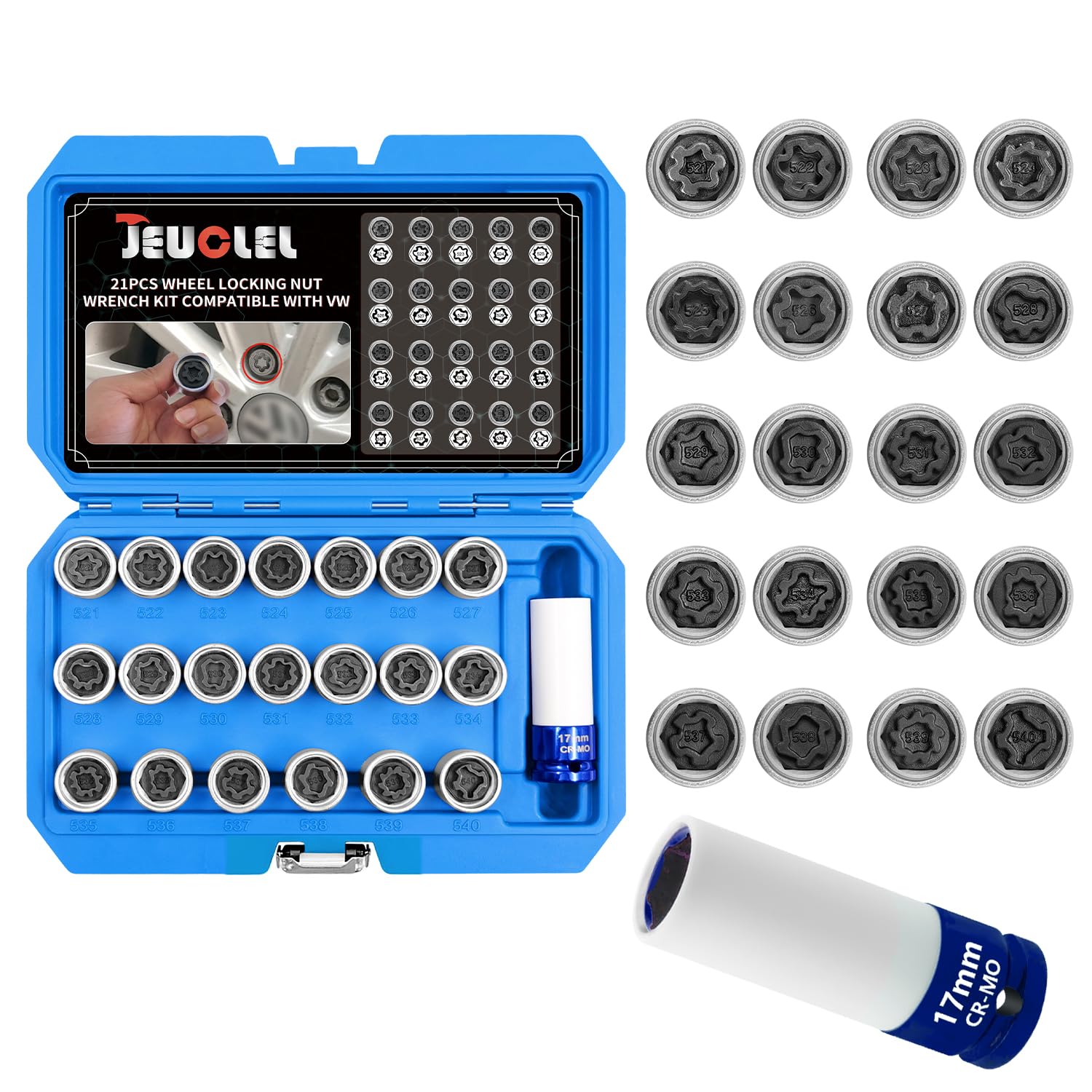 Amazon.com: JEUCLEL 21PCS Wheel Locking Nut Key Kit Compatible